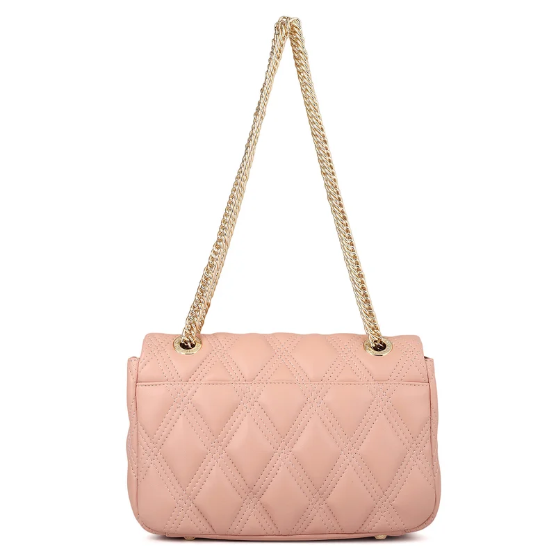 Da Milano Peach Medium Quilting Leather Shoulder Bag - Peach for Women | Best Price UAE